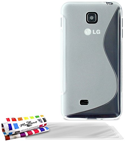 Comprar Muzzano F7305 - Funda para LG Optimus F5 + 3 protecciónes de pantalla, transparente al mejor precio