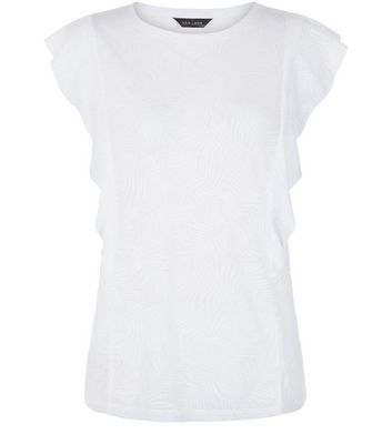 Comprar White Leaf Print Ruffle Sleeve Top al mejor precio