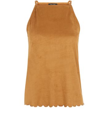 Comprar Petite Tan Suedette Scallop Hem Cami al mejor precio