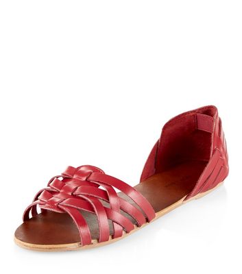 Comprar Red Leather Woven Sandals al mejor precio