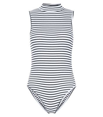 Comprar Petite White Stripe High Neck Bodysuit al mejor precio