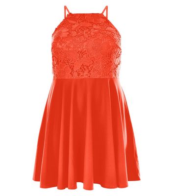 Comprar Curves Orange Lace High Neck Dress al mejor precio