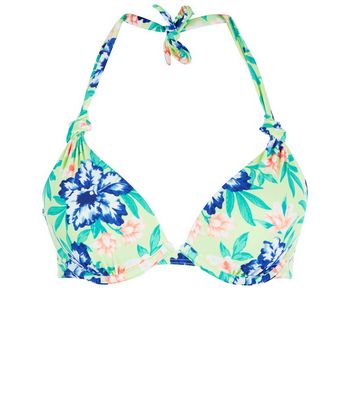Comprar Green Tropical Print Extreme Push Up Bikini Top al mejor precio