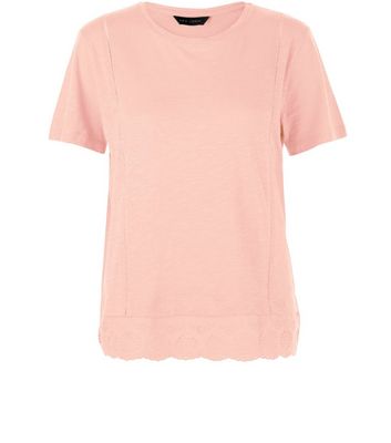 Comprar Mid Pink Crochet Hem T-Shirt al mejor precio