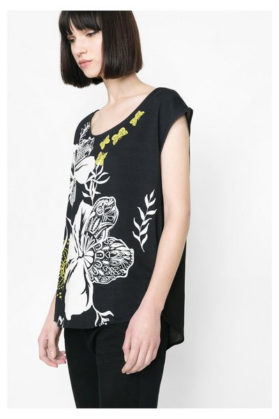 Desigual - Mujer - Top sin mangas en blanco y negro - Estela - Size M