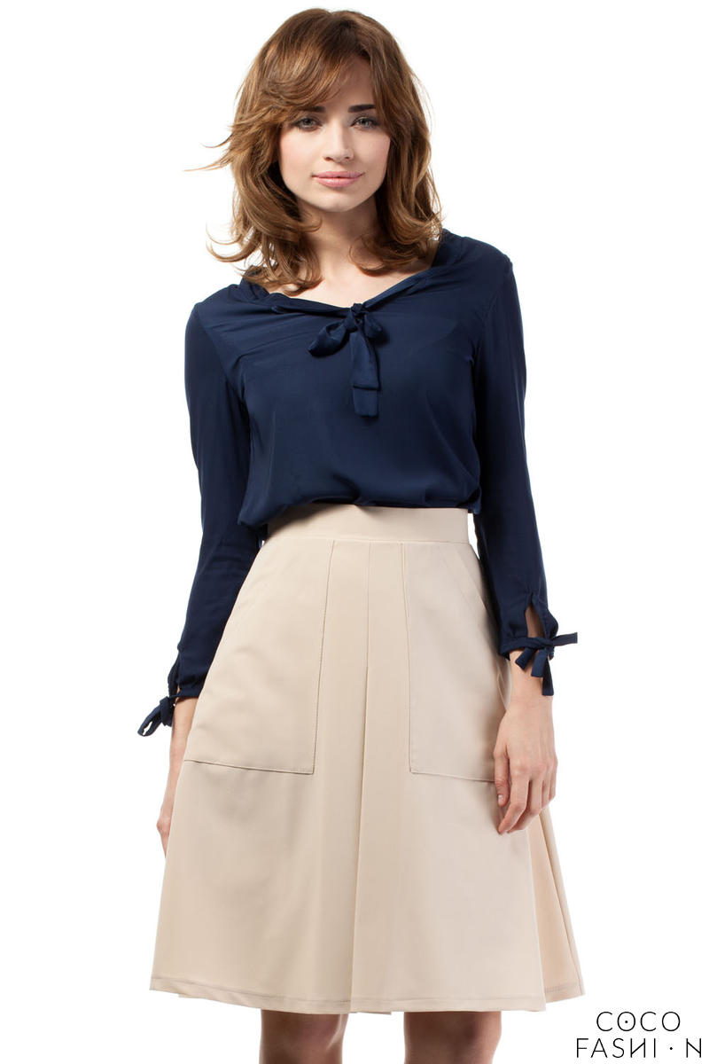 Comprar Beige Flared Knee Lenght Skirt with Pockets al mejor precio