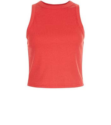 Comprar Red Ribbed High Neck Crop Top al mejor precio