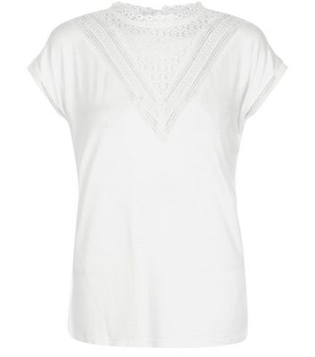 Comprar Cream Chevron Lace Panel T-Shirt al mejor precio