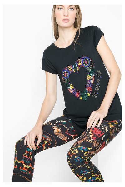 Comprar Desigual - Mujer - Camiseta negra con cuentas de colores - Eudora - Size M al mejor precio