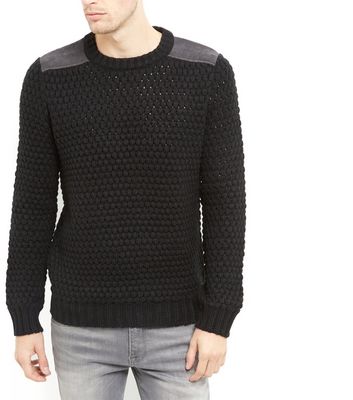 Comprar Black Shoulder Patch Waffle Knit Jumper al mejor precio