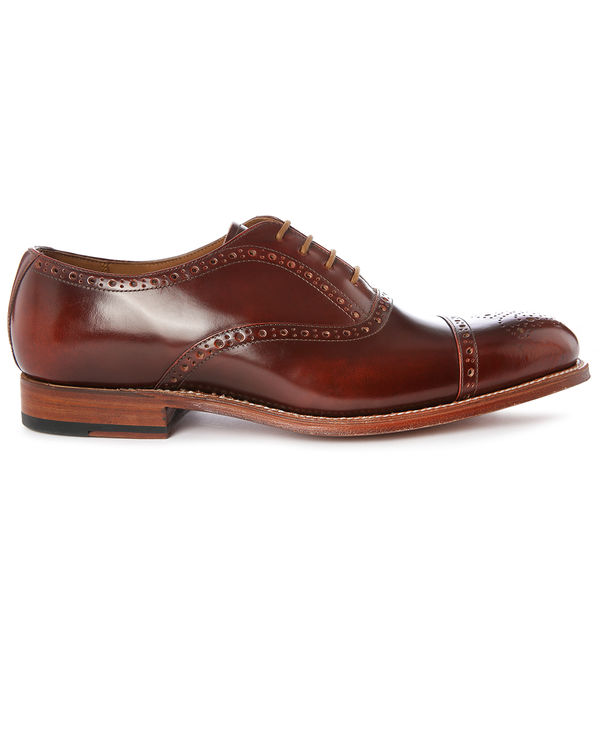Comprar GRENSON, Zapatos Oxford de cuero pulido marrón puntera perforada Matthew al mejor precio