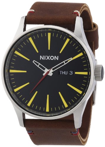 Comprar Nixon Sentry Leather Black / Brown A105019-00 - Reloj analógico de cuarzo para hombre, correa de cuero color marrón al mejor precio