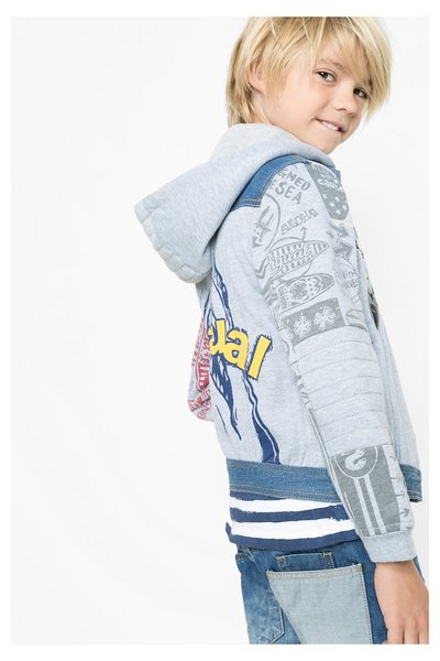 Comprar Desigual - Hombre - Cazadora de felpa y denim para niño - Celeste - Size 7/8 al mejor precio