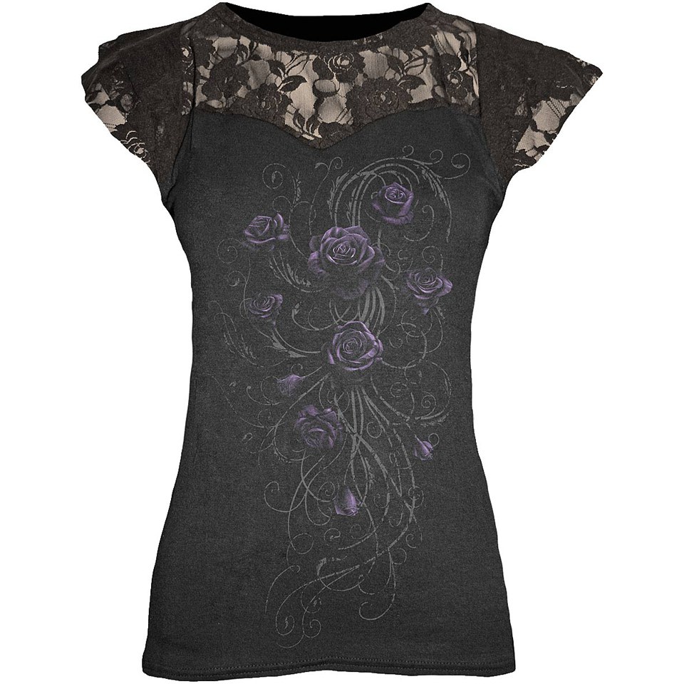 Comprar Spiral Women's ENTWINED Lace Layered Cap Sleeve Top - Black - M al mejor precio