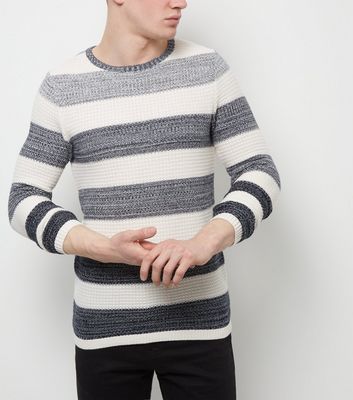 Comprar Jack and Jones Premium White Stripe Crew Neck Jumper al mejor precio