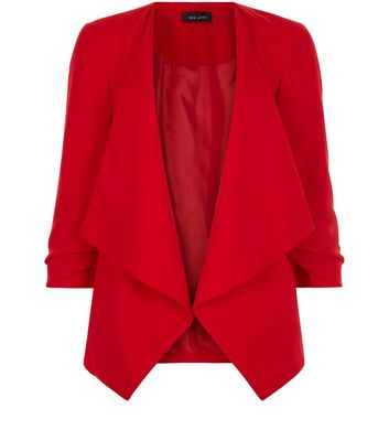 Comprar Red Ruched Sleeve Waterfall Blazer al mejor precio