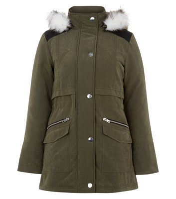 Comprar Teens Khaki Faux Fur Trim Hooded Parka al mejor precio