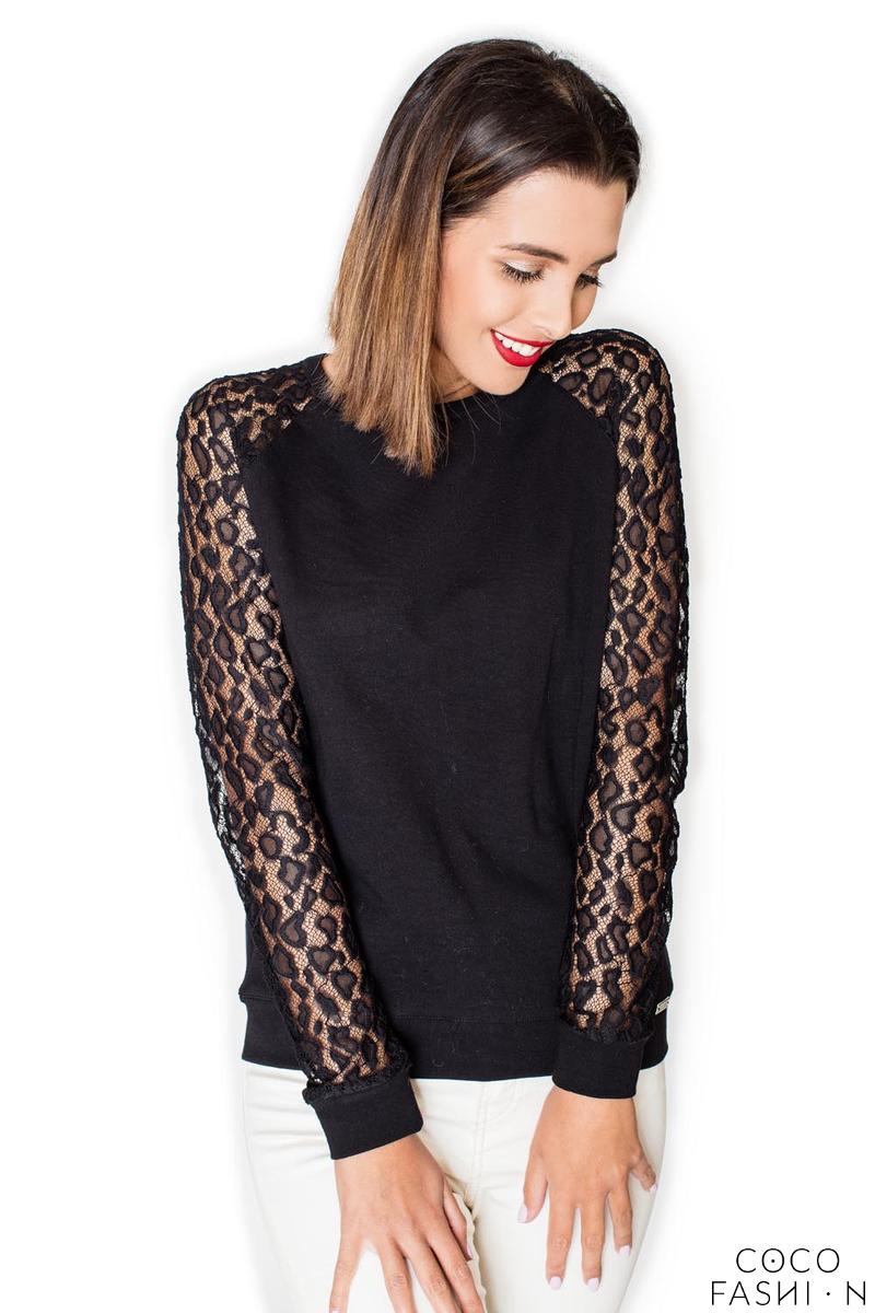 Comprar Black Long Lace Sleeves Cut Out Back Blouse al mejor precio