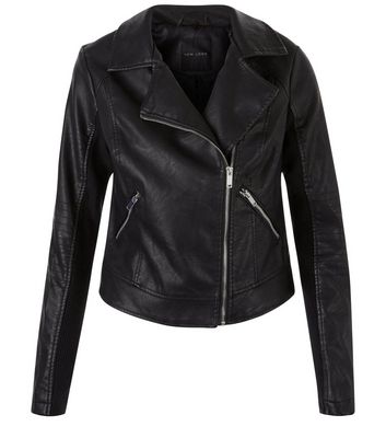 Comprar Black Leather-Look Double Zip Pocket Jacket al mejor precio