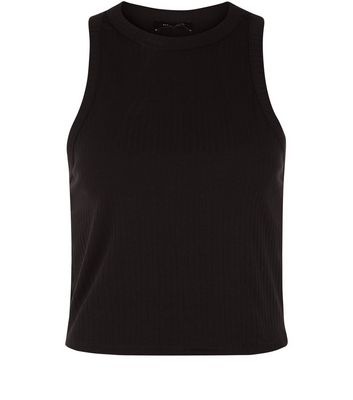 Comprar Black Ribbed High Neck Crop Top al mejor precio