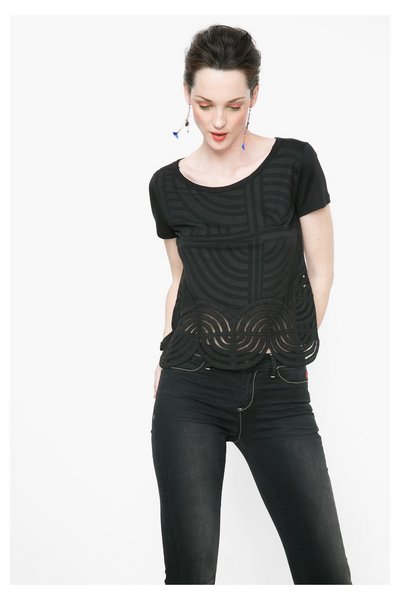 Comprar Desigual - Mujer - Camiseta cropped negra - Urmen - Size XS al mejor precio