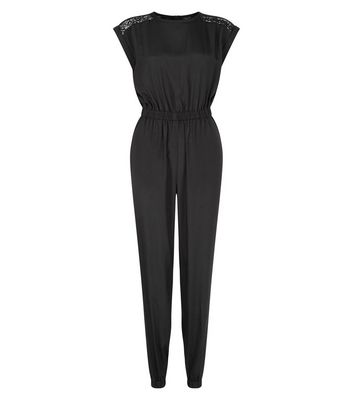 Comprar Teens Black Lace Shoulder Jumpsuit al mejor precio