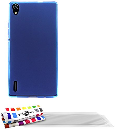Comprar Muzzano F868960 - Funda para Huawei Ascend P7, incluye 3 protecciones de pantalla, color azul al mejor precio