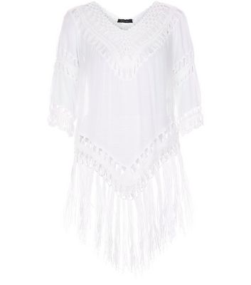 Comprar White Crochet Trim Tassel Hem Top al mejor precio