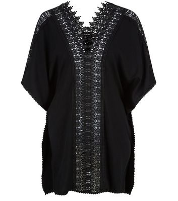 Comprar Black Sheer Crochet Panel Kaftan al mejor precio