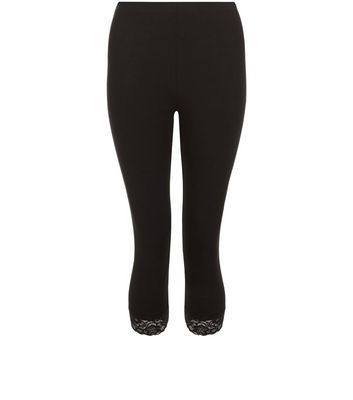Comprar Black Lace Trim Cropped Leggings al mejor precio