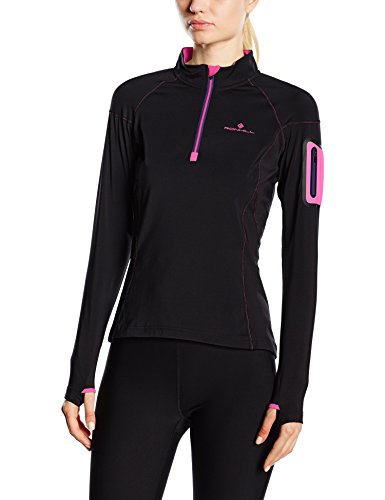 Comprar Ronhill Vizion Winter Camiseta de manga larga 1/2 Zip Hombre, camiseta, color Negro - Black/fluo Pink, tamaño medium al mejor precio