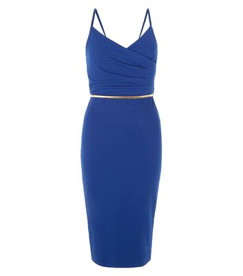 Comprar Blue Wrap Front Belted Strappy Bodycon Dress al mejor precio