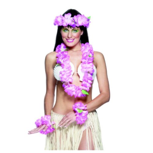 Comprar ADULT WOMENS HAWAIIAN SET PINK HAWAIIAN LUAU SMIFFYS FANCY DRESS COSTUME (disfraz) al mejor precio