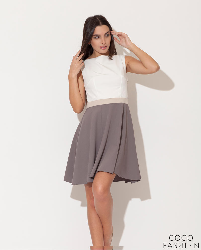 Comprar Grey Seam Bodice Flippy Dress with Contrast Belt al mejor precio