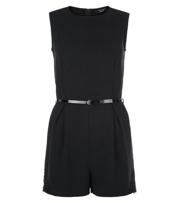 Comprar Teens Black Crepe Crochet Side Playsuit al mejor precio