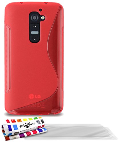 Comprar Muzzano F21927 - Funda para LG Optimus G2 + 3 protecciones de pantalla, color rojo al mejor precio