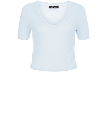 Comprar Light Blue Ribbed V Neck Crop Top al mejor precio