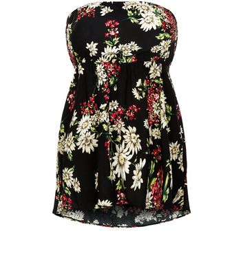 Comprar Curves Black Floral Print Bandeau Top al mejor precio