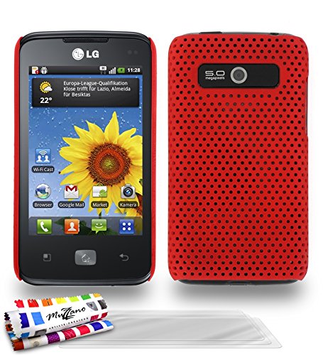 Comprar Muzzano F49S06-6542926 - Funda para LG Optimus Hub, con 3 protectores de pantalla, color rojo al mejor precio
