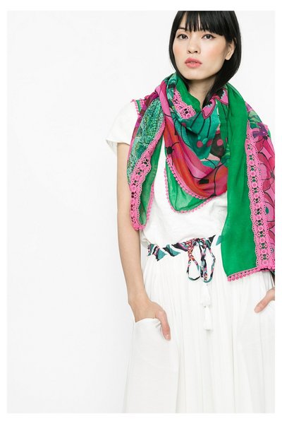 Comprar Desigual - Mujer - Fular verde y estampado - Purple Jungle Mixto - Size U al mejor precio