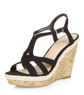 Comprar Black Strappy Cork Wedges al mejor precio