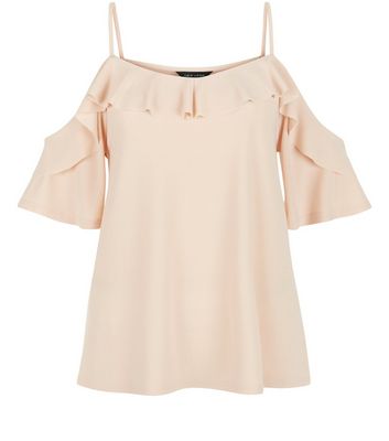 Comprar Shell Pink Crepe Flutter Trim Cold Shoulder Top al mejor precio