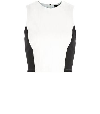 Comprar Black Ribbed Colour Block Crop Top al mejor precio