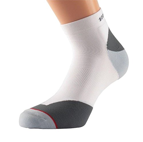 Comprar 1000 Mile Fusion Calcetín Tobillero Correr Calcetines, talla M (UK 6-8.55/EUR 39-42.5), color blanco con gris al mejor precio