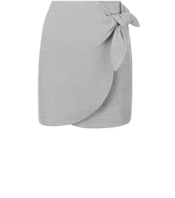 Comprar Grey Textured Tie Side Skirt al mejor precio