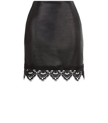 Comprar Love & Lies Black Leather-Look Lace Trim Skirt al mejor precio