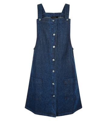 Comprar Dark Blue Denim Button Front Pinafore Dress al mejor precio