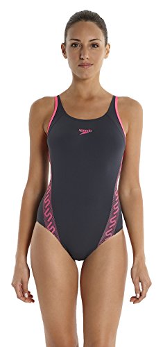 Comprar Speedo - Traje de una pieza - para mujer Gris Oxid Grey/Fluo Pink Talla:42 al mejor precio