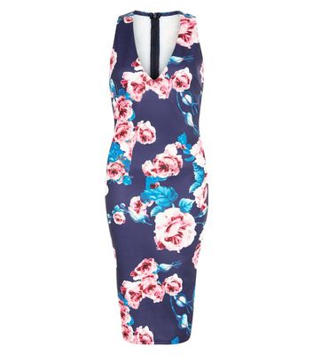 Comprar AX Paris Navy Floral Print V Neck Midi Dress al mejor precio