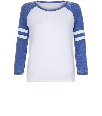 Comprar Teens Blue Stripe Sleeve Raglan Tops al mejor precio
